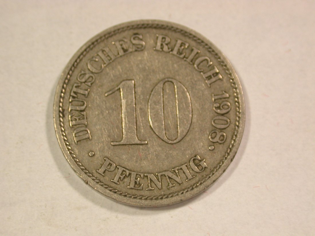  A203 KR  10 Pfennig 1908 J in ss  Orginalbilder   