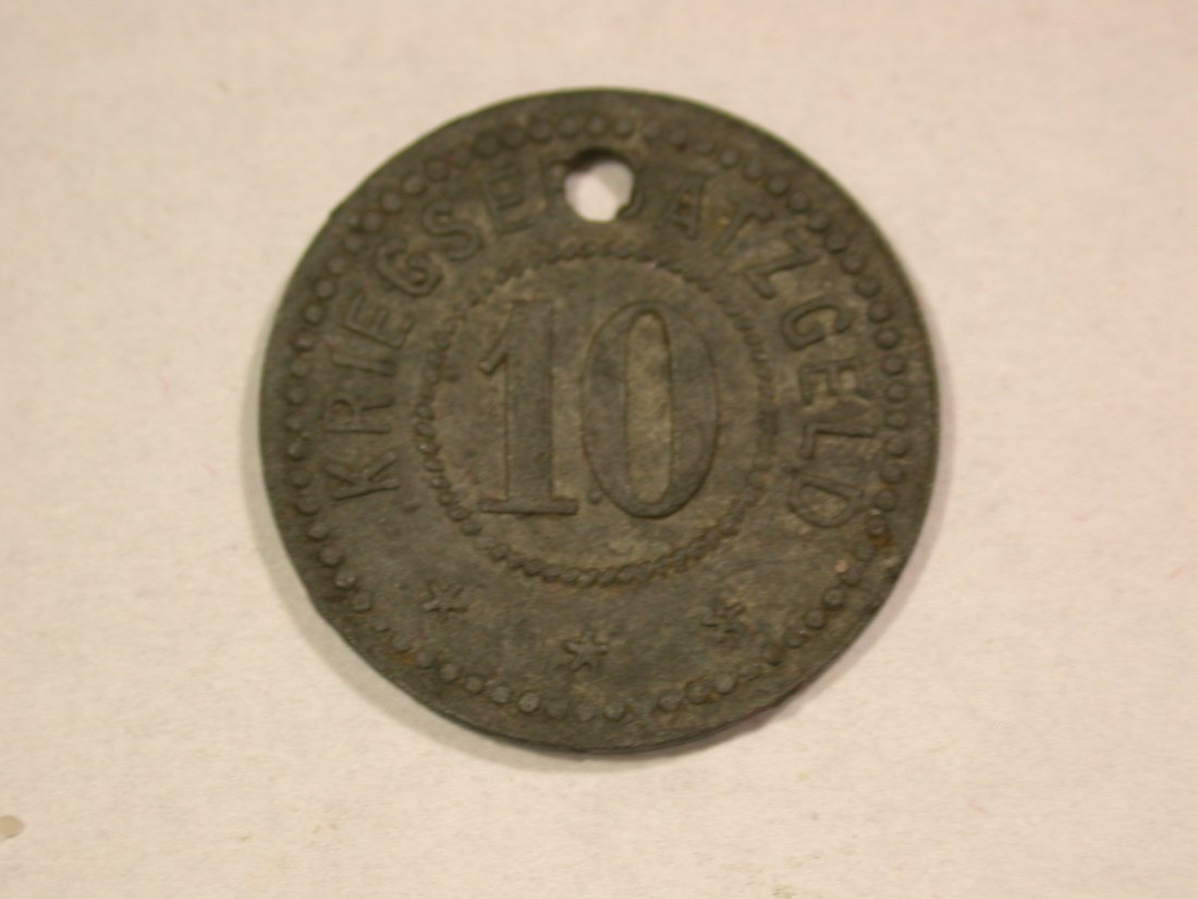 A203 Sinsheim Baden 10 Pfennig selten gelocht Orginalbilder