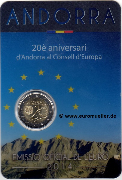 Andorra ...2 Euro Gedenkmünze 2014...bu...Coincard   
