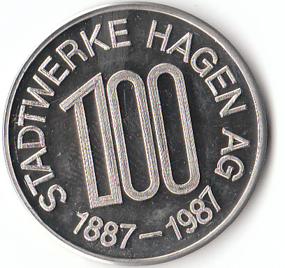 100 Jahre Stadtwerke Hagen (C009)b. Medaillie 1987 siehe scan