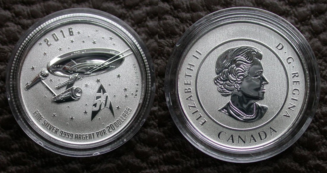 20 $ Dollar 2016 Canada Kanada 50 Years STAR TREK Enterprise Sondermünze im Info-Folder OVP