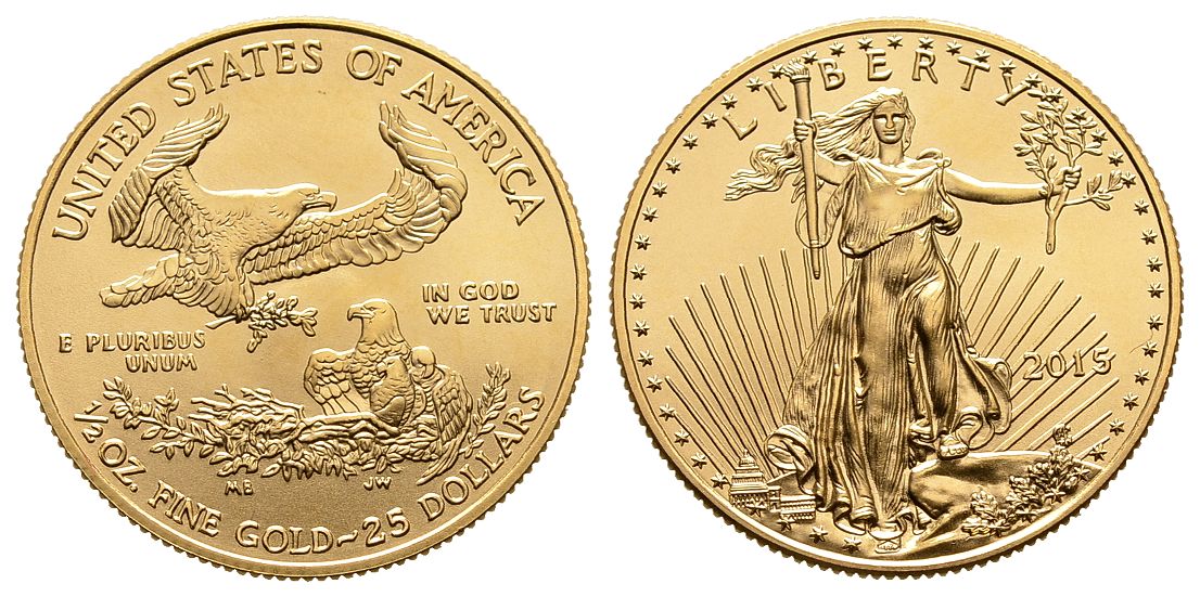 PEUS 6658 USA 15,55 g Feingold. 25 Dollars GOLD 1/2 Unze 2015 Stempelglanz