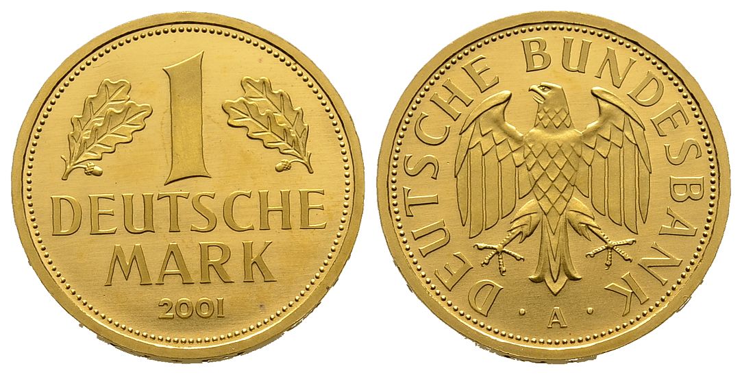 PEUS 6659 BRD 12 g Feingold. 1 Mark GOLD 2001 A Berlin Stempelglanz (Originalkapsel)
