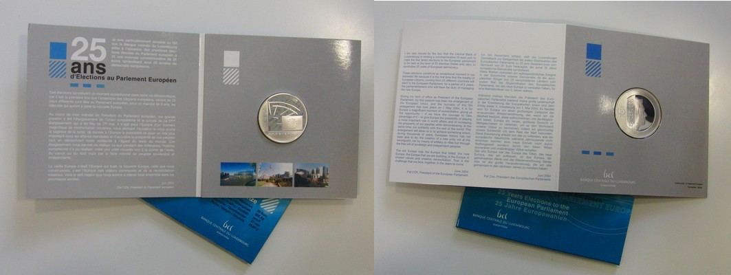  Luxemburg  25 Euro  2004  FM-Frankfurt  Feing.: 21,14g  pp  „Europaparlament“   