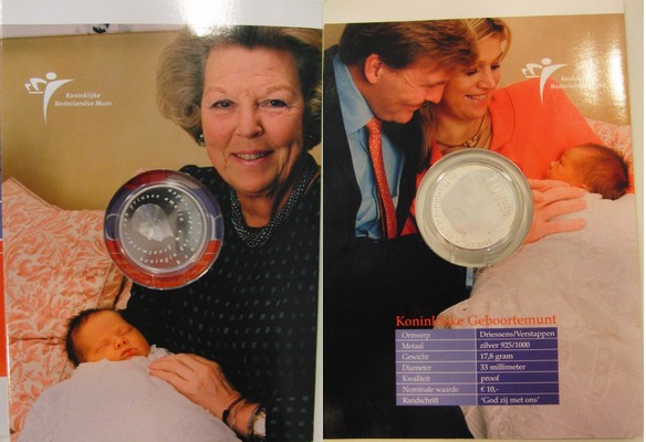  Niederlande  10 Euro  2004 FM-Frankfurt  Feingewicht: 16,46g Silber vz  „Geburt Catharina“   