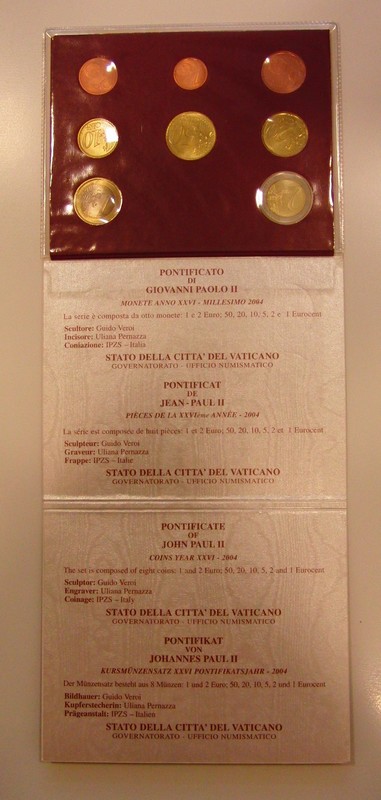  Vatican  Kursmünzensatz 2004    FM-Frankfurt  stg/vorzüglich      J. Paul II.   