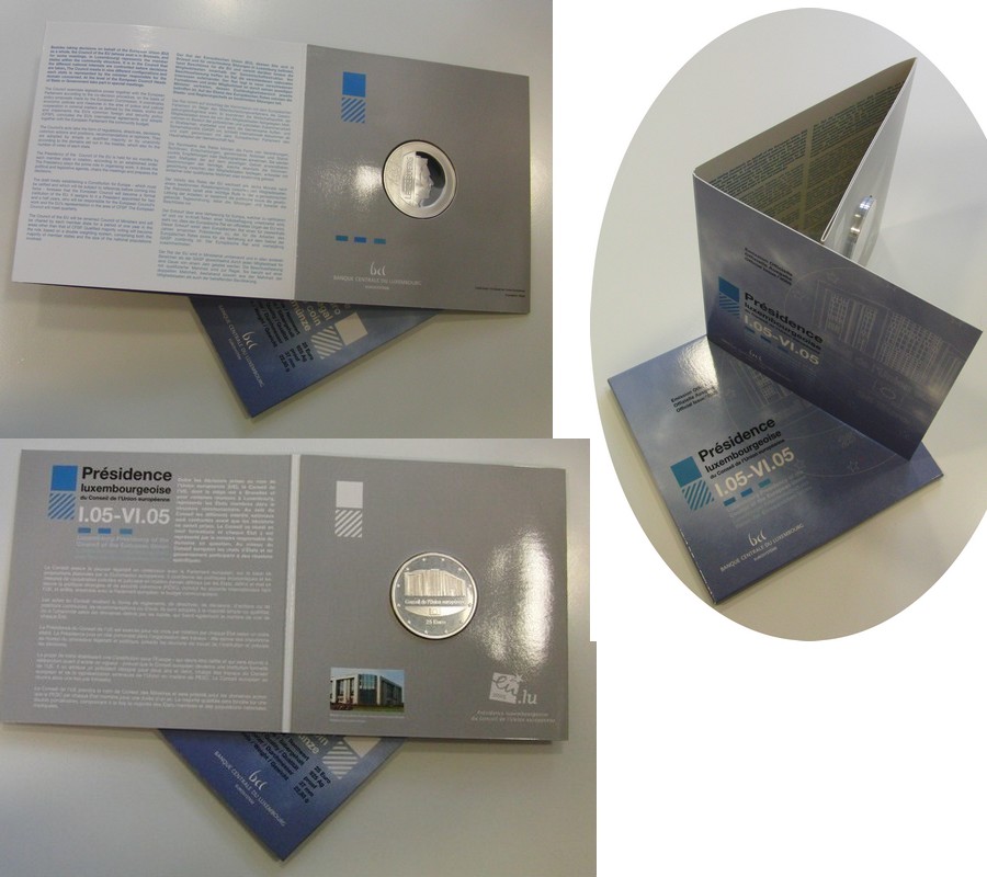  Luxemburg  25 Euro  2005  FM-Frankfurt  Feing.: 21,14g  pp  „EU-Ratspräsidentschaft“   