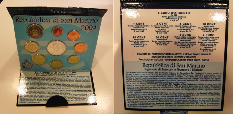  San Marino  Kursmünzensatz 2004 FM-Frankfurt  Feingewicht: 16,65g  Silber  Bartolomeo Borghesi“   