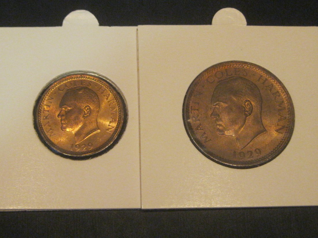 LUNDI 1/2 PUFFIN 1929 BU, 1 PUFFIN 1929 UNC.