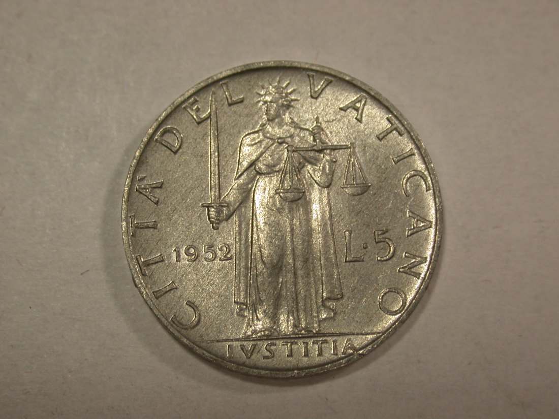 A204 Vatikan 5 Lire 1952 in f. ST !! Orginalbilder