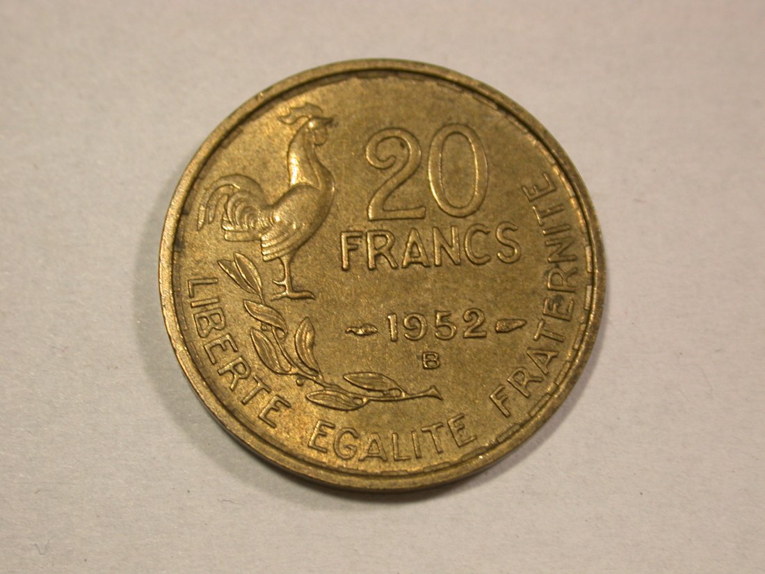 A204 Frankreich 20 Franc 1952 B in vz Orginalbilder