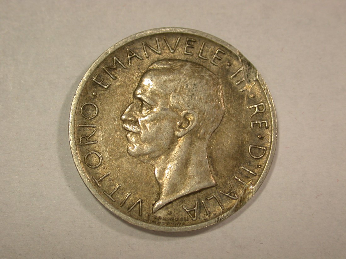  A204 Italien 5 Lire 1927 R in vz Rdf. Silber  Orginalbilder   