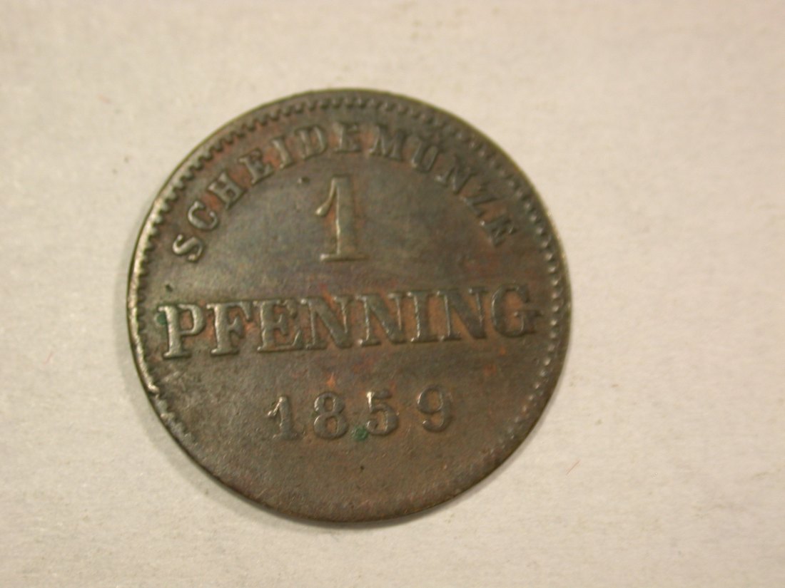  A204 Bayern  1 Pfennig 1859 in f.ss   Orginalbilder   