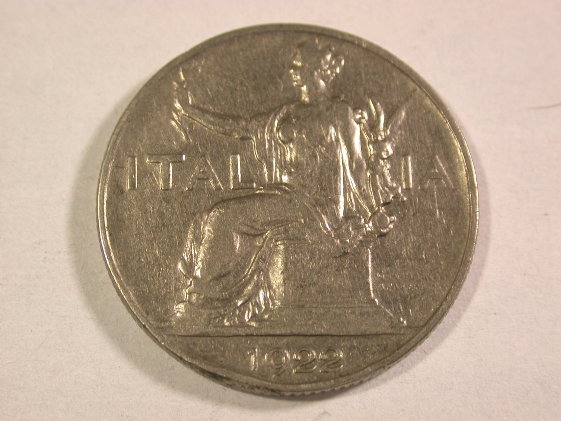 A111 Italien 1 Lira 1922 in ss-vz Rdf Orginalbilder