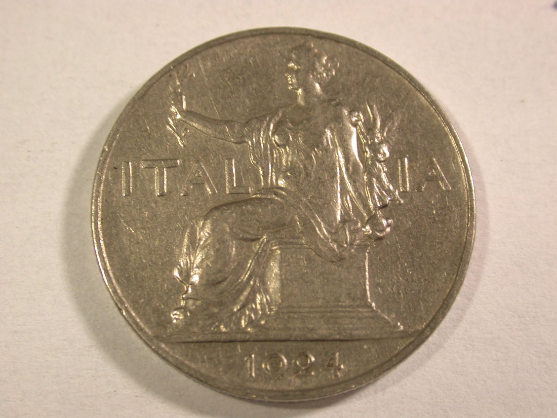 A111 Italien 1 Lira 1924 in fast vz Orginalbilder