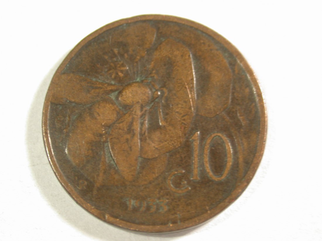 A111 Italien 10 Centesimi 1933 in fast ss Orginalbilder
