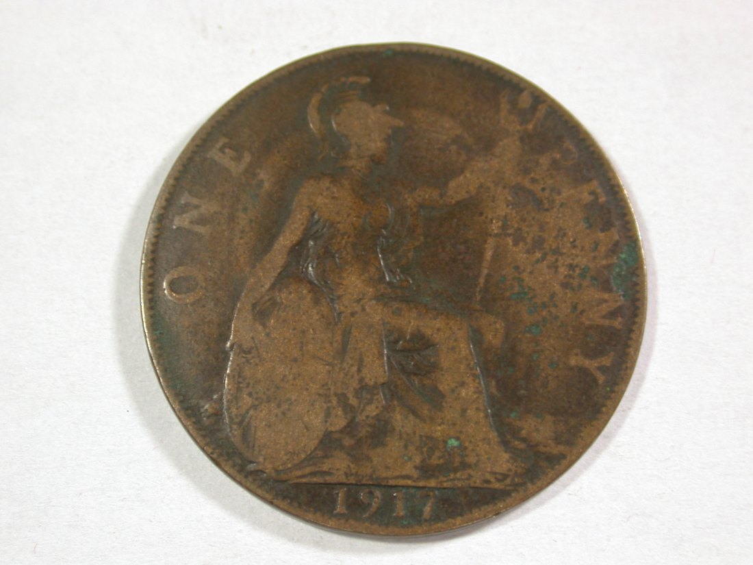  A111 Grossbritannien  1 Penny 1917 in fast ss    Orginalbilder   