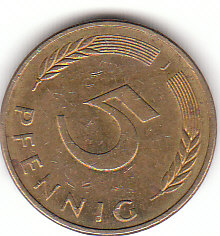 Deutschland (D150)b. 5 Pfennig 1989 J siehe scan