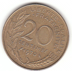 Frankreich (C038)b. 20 Centimes 1970 siehe scan