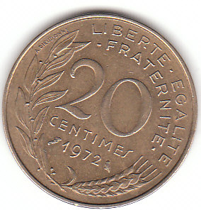Frankreich (C039)b. 20 Centimes 1972 siehe scan