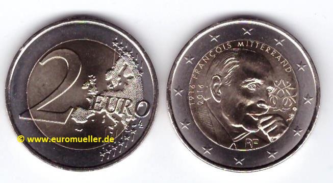 Frankreich 2 Euro Gedenkmünze 2016...Mitterrand   