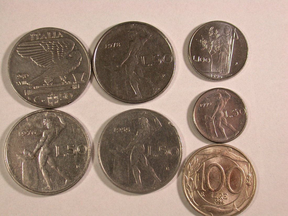  Lots -34-  Italien 7 Münzen 1940-1994 verschieden  Orginalbilder   