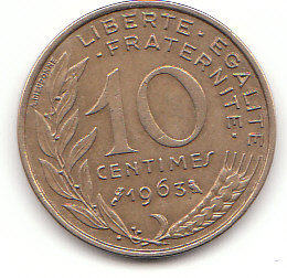 Frankreich (C045)b. 10 Centimes 1963 siehe scan