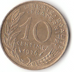 Frankreich (C048)b. 10 Centimes 1976 siehe scan