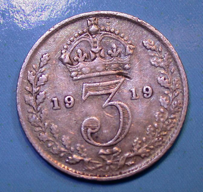 Great Britain 3 Pence 1919 England Georg V. 925 silber