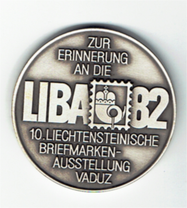  Medaille auf die 10 .Liechtensteinische Briefmarkenausstellung 1982 in Vaduz(g1268)   