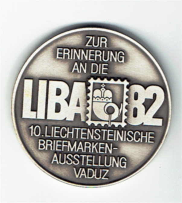 Medaille auf die 10 .Liechtensteinische Briefmarkenausstellung 1982 in Vaduz(g1268)