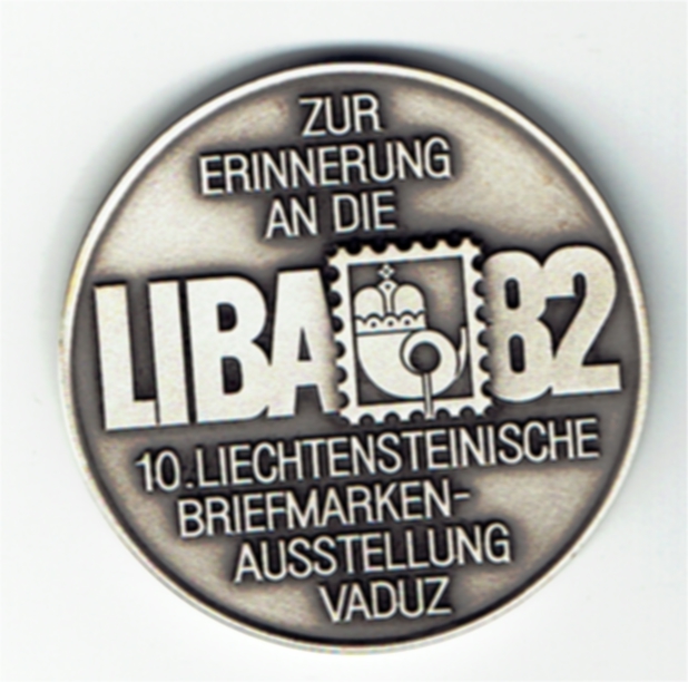 Medaille auf die 10 .Liechtensteinische Briefmarkenausstellung 1982 in Vaduz(g1269)