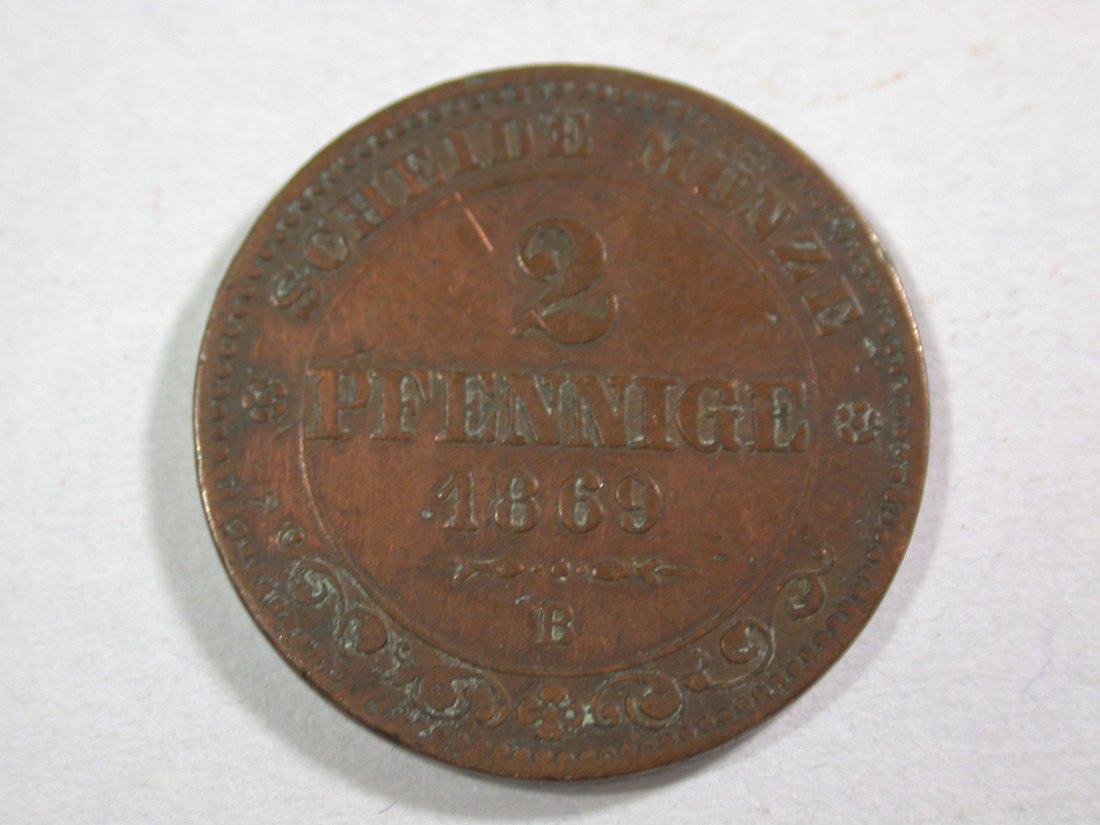 A112 Sachsen 2 Pfennig 1869 in ss Orginalbilder