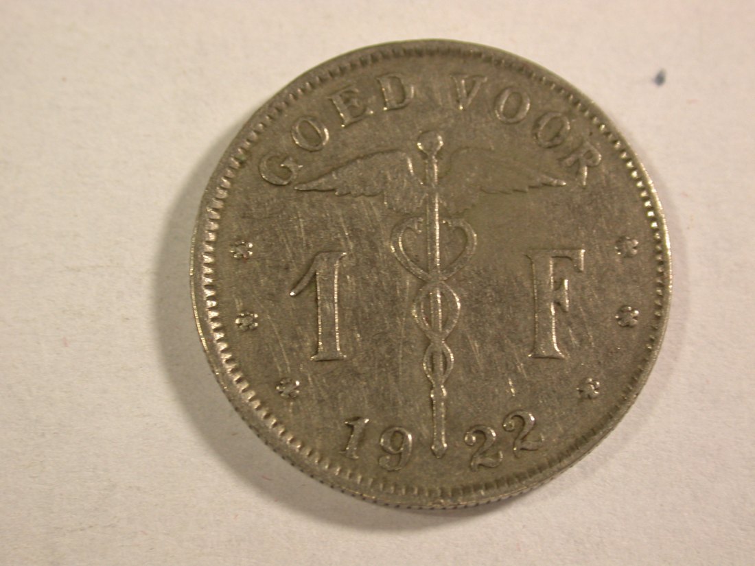A205 Belgien 1 Franc 1922 in ss+ Orginalbilder