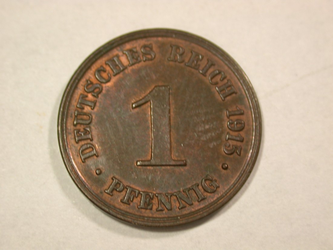  A010 KR 1 Pfennig 1915 G in vz-st Orginalbilder   