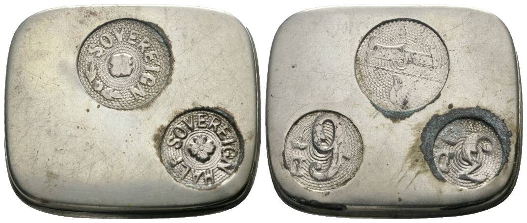  Geldbörse Nickel(England um 1911-1936)mit fünf Federfächern für Münzen, 50,1x42,2 mm, 29,2 gr.   