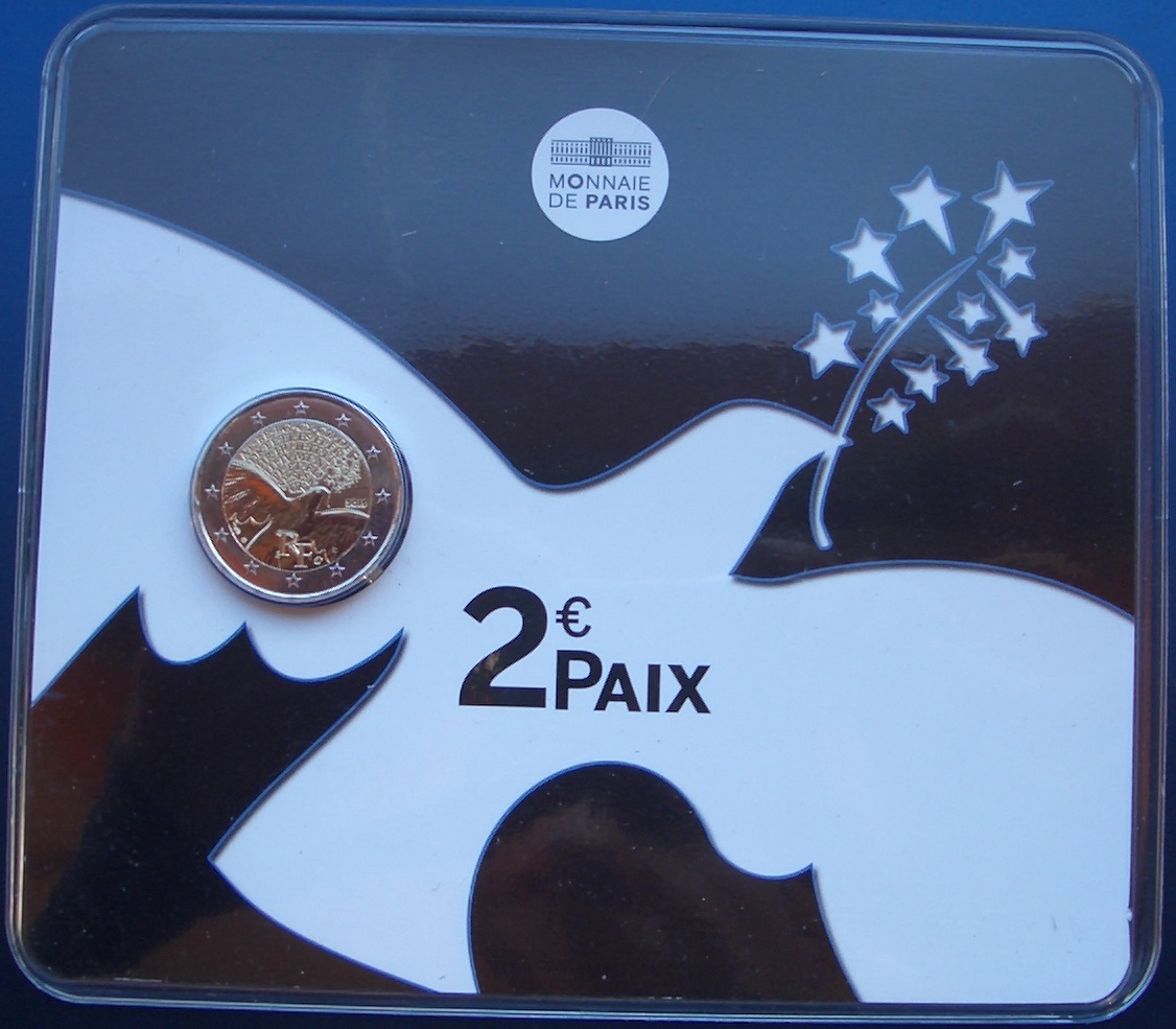 Frankreich 2€ 2015 Freiheit u. Frieden Original Blister Auflage nur 10.000 Stück