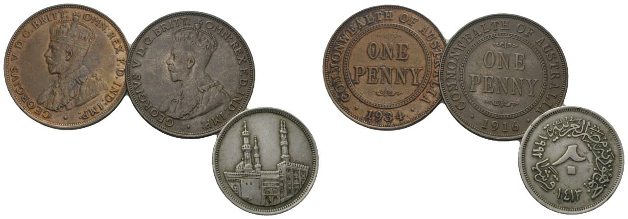  Ausland, 3 Kleinmünzen (1934/1916/?)   