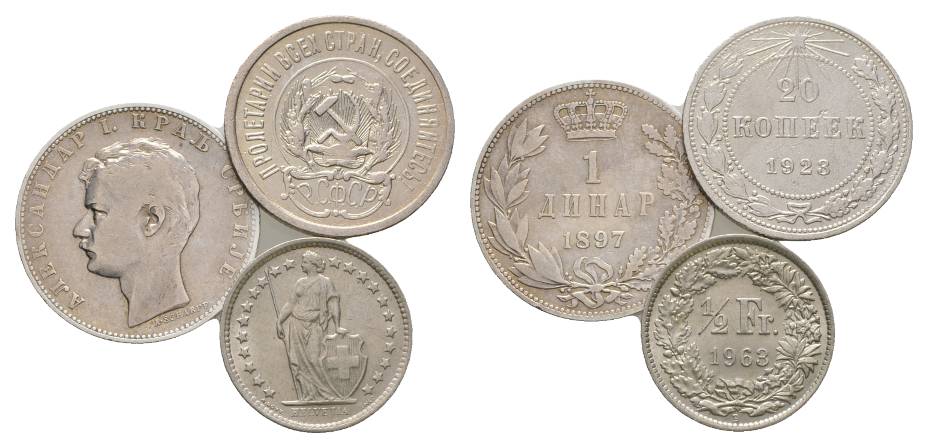  Ausland, 3 Kleinmünzen (1897/1923/1963)   