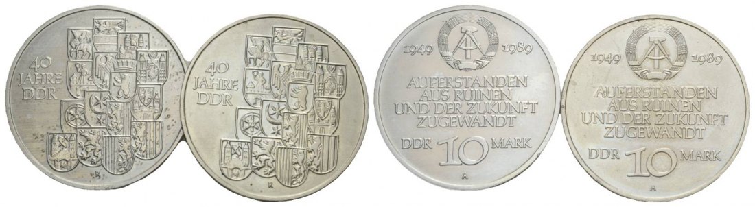  DDR, 10 Mark 1989, J. 1630 (2 Stck)   