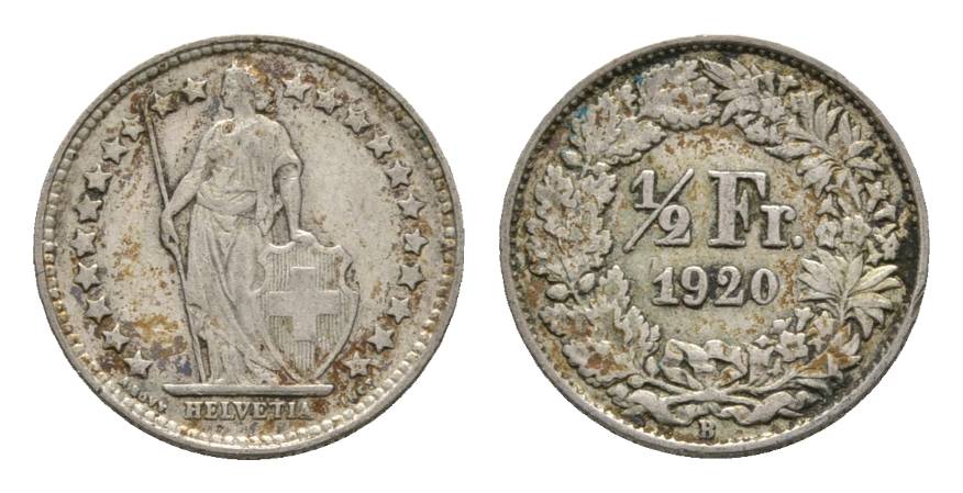  Schweiz, 1/2 Franken 1920   