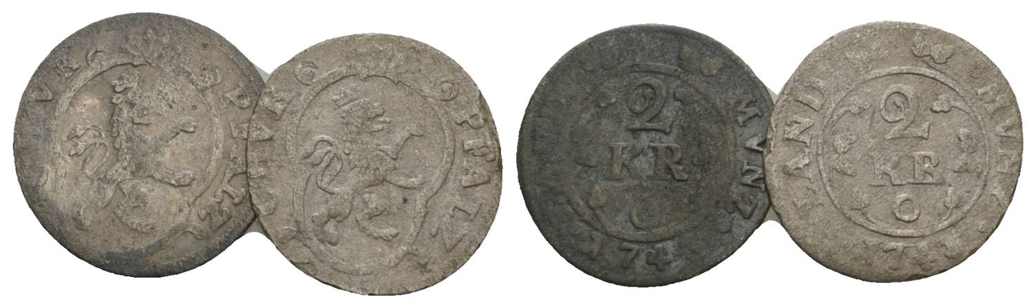  Pfalz, Kurlinie, 2 Kleinmünzen   