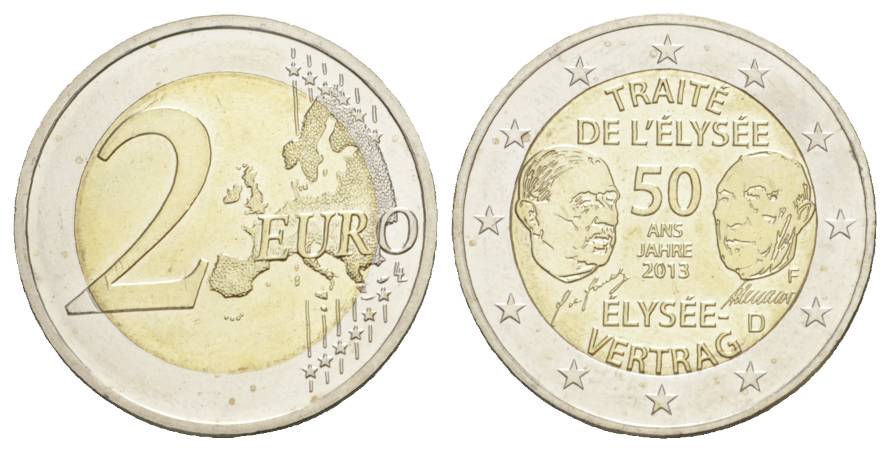  Frankreich, 2 Euro 2013, 50 Jahre Elysee-Vertrag   