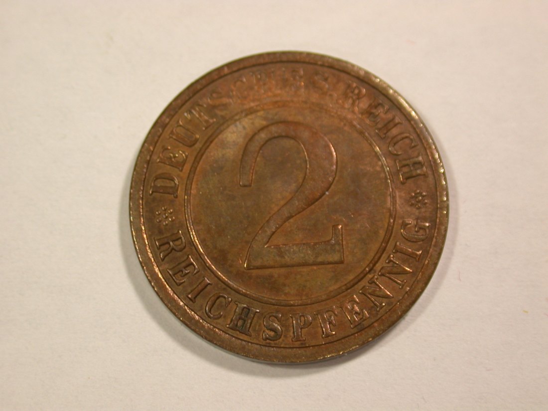 B01 Weimar 2 Reichs Pfennig 1925 E in ss+ Orginalbilder