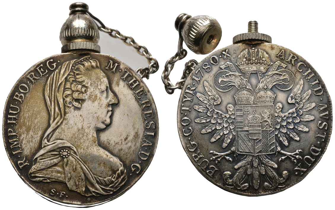PEUS Habsburg Maria Theresia (1740 - 1780) Maria Theresia Taler Parfumflacon 1780 SF Umgearbeitet a. Flacon, Sehr schön