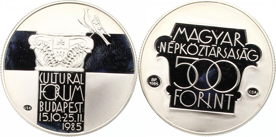  7164 Ungarn 500 Forint 1985  17,92 Gramm Silber fein  Stempelglanz aus polierter Platte   