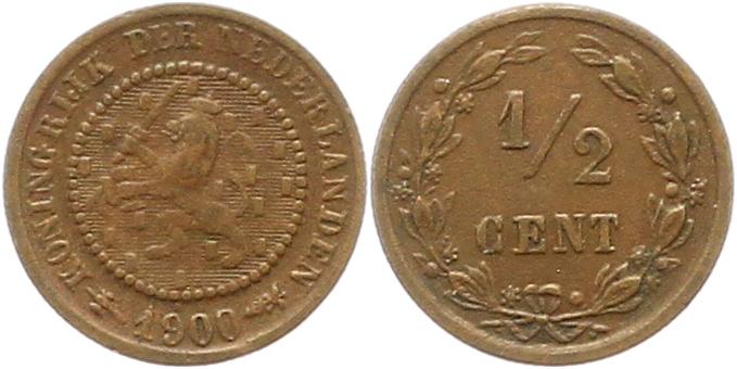  7232 Niederlande 1/2 Cent 1900  sehr schön   