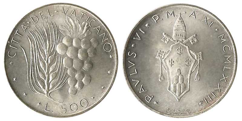  Vatican  500 Lire   1973   FM-Frankfurt  Feingewicht: 9,18g Silber  sehr schön   