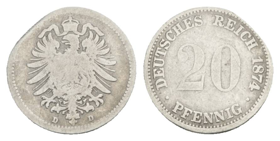  Deutsches Reich, 20 Pfennig 1874   