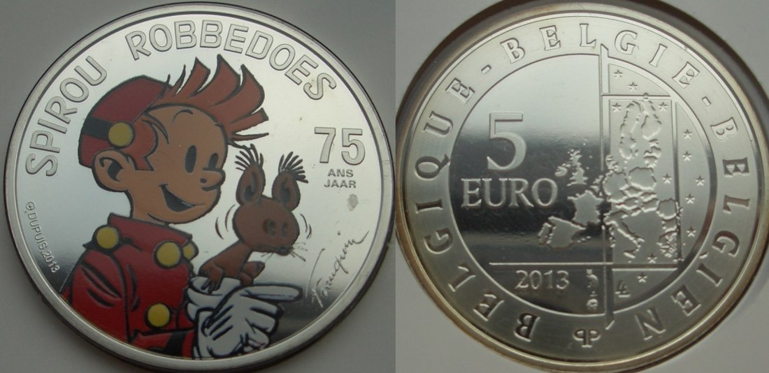 BELGIEN 5€ 2013 SPIROU FARBSILBER ### Reale Auflage: 2.500 Exemplare ### SEHR RAR original verpackt